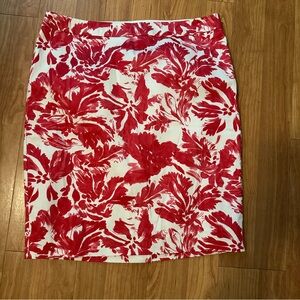 The Limited Red and White Floral Pencil Skirt